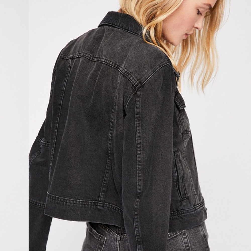 Free People Rumors Black Jean Jacket